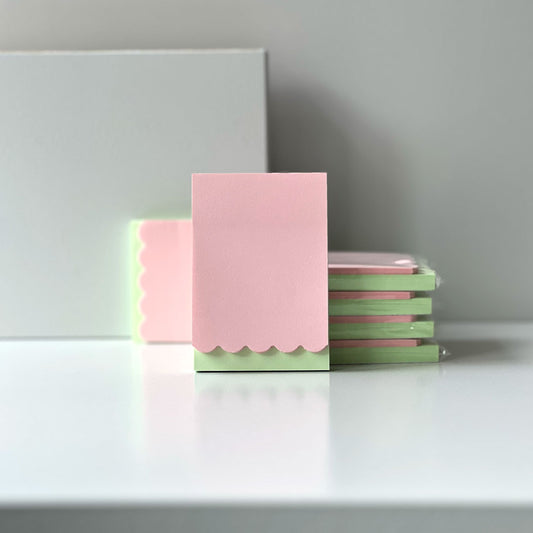 Notisblock vågig kant rosa