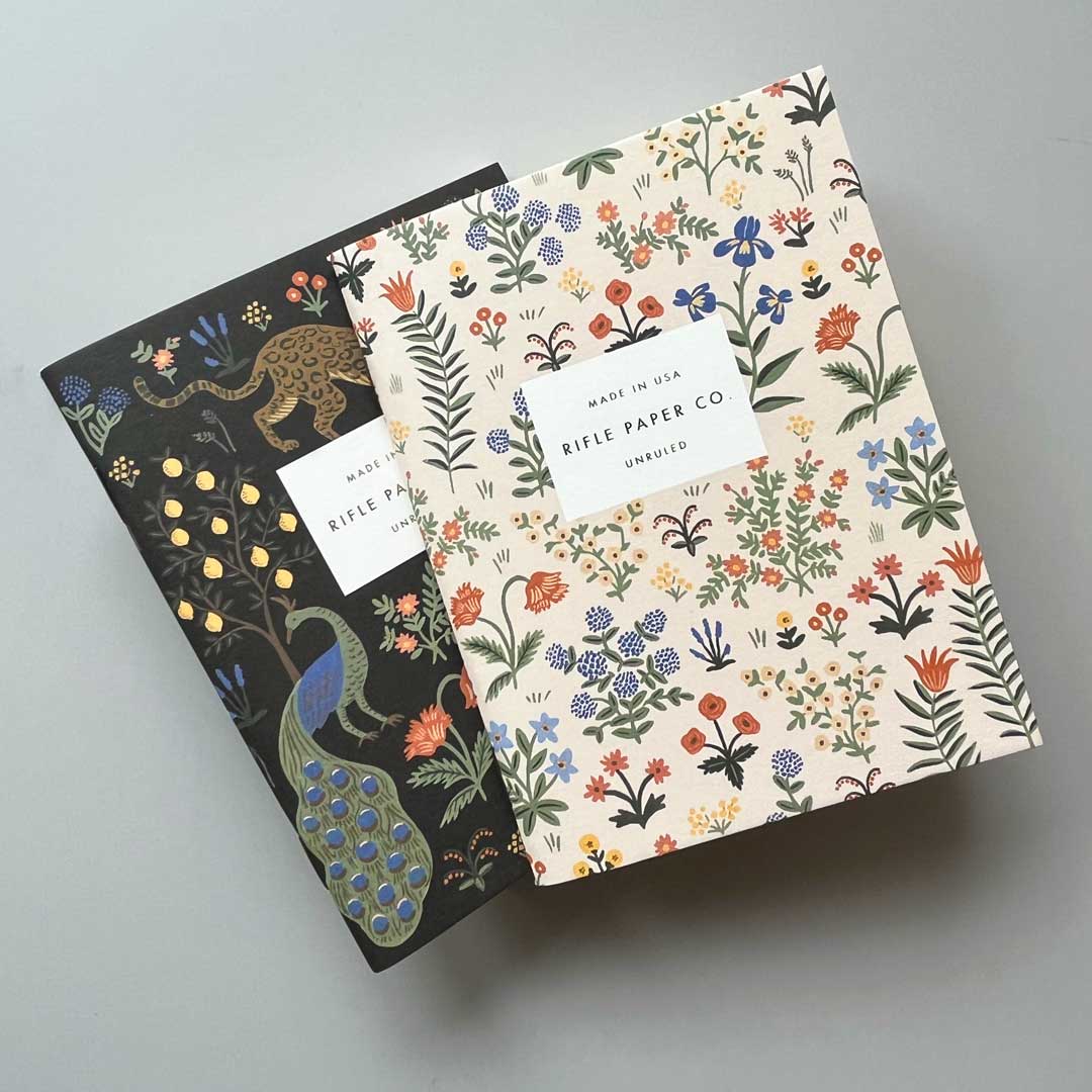 Rifle Paper Co Menagerie A6 notebook set with nature motif