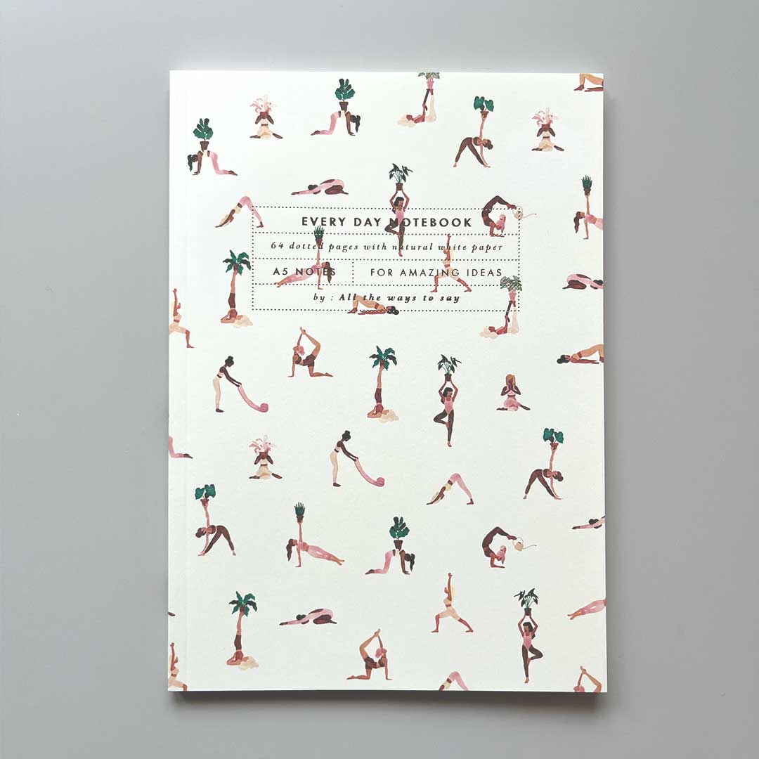 All the ways to say yes yoga notebook with quirky illustrations