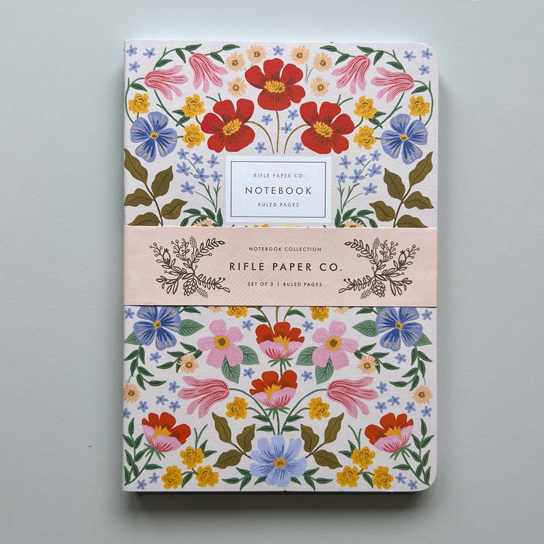 Stack of Rifle Paper Co Bramble notebook set