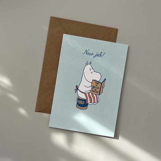 Moomin mom blue 'New job' greeting card with envelope
