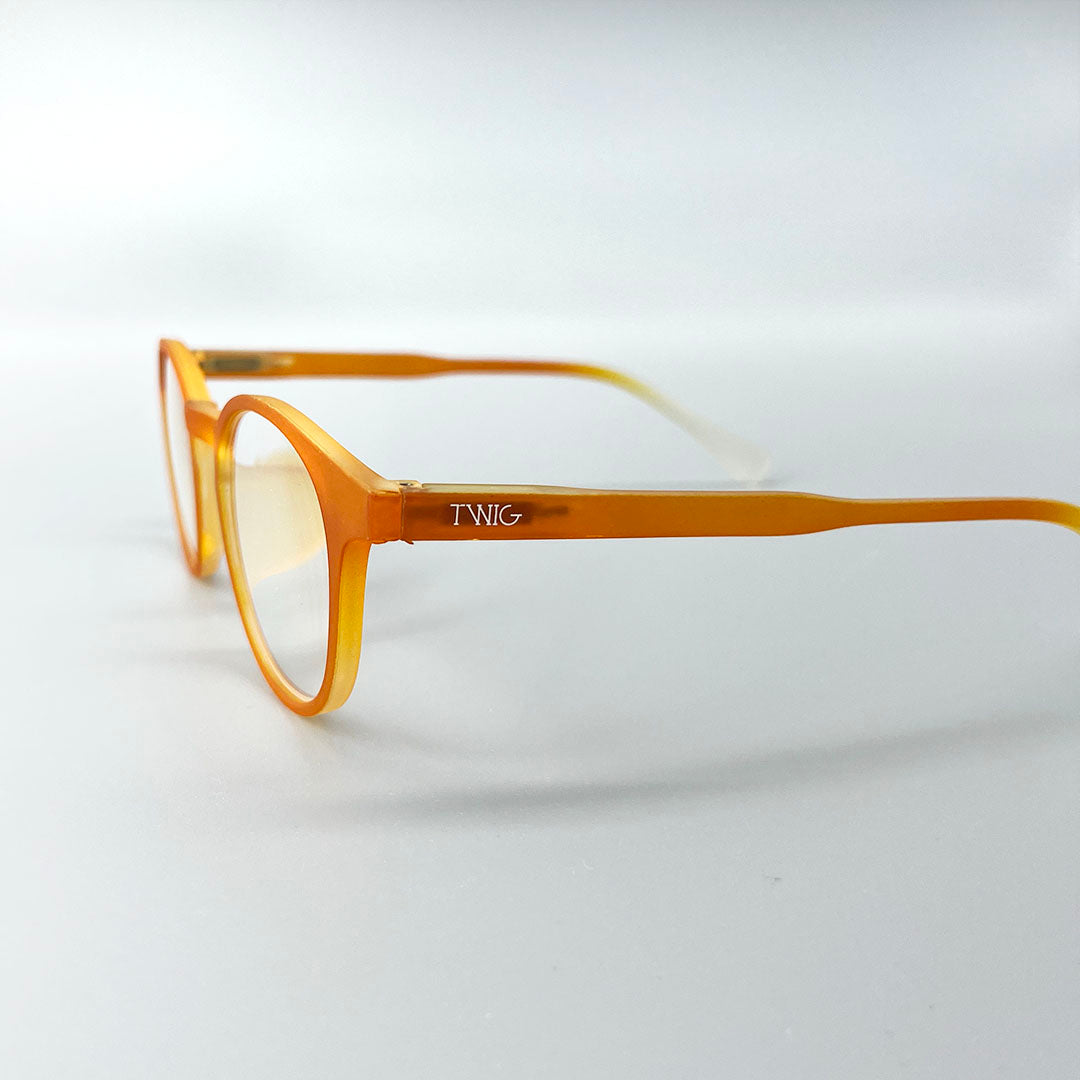 Orange Twig reading glasses side view