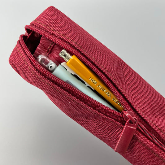 Duo coloured pencil case in red and pink